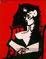 Femme à la mantille sur fond rouge I 1959 cubiste Pablo Picasso